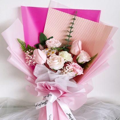 Elegant Pink Soap Flower Bouquet