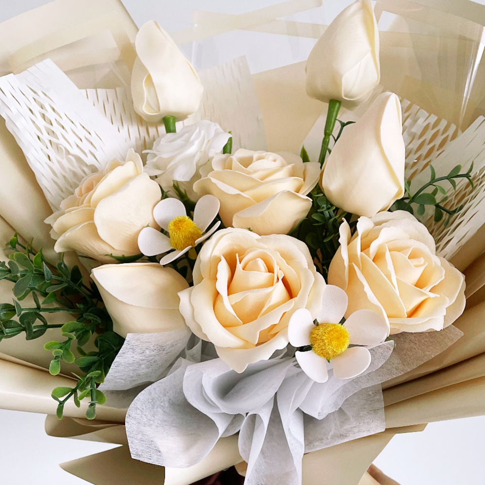 Classic Cream Soap Flower Bouquet - Image 2