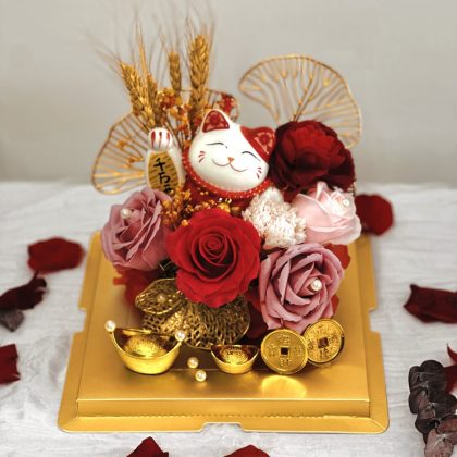 Prosperity Lucky Cat Soap Flower