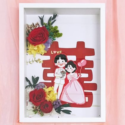 Double Happiness Wedding Floral Frame